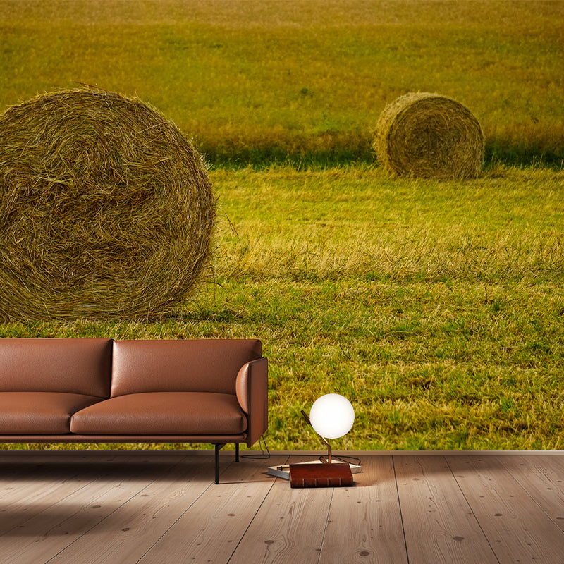 Customized Straw Bales Mural Environment Friendly Wallpaper for Reading Room