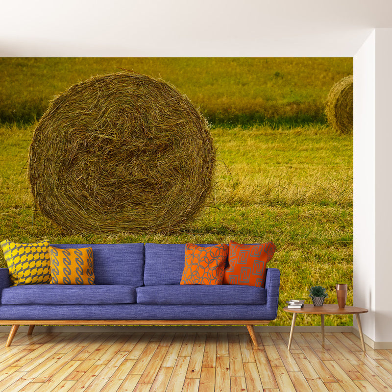 Customized Straw Bales Mural Environment Friendly Wallpaper for Reading Room