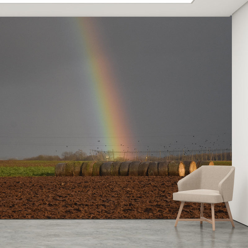 Dry Straw Bales Mural Horizontal Photography Eco-friendly for Decoration