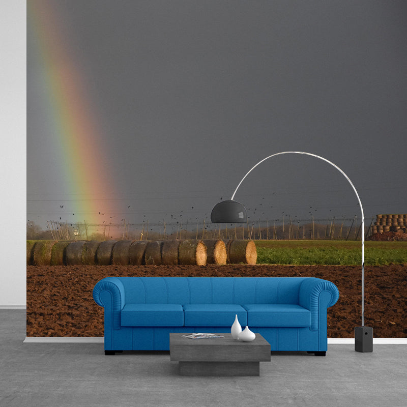 Dry Straw Bales Mural Horizontal Photography Eco-friendly for Decoration