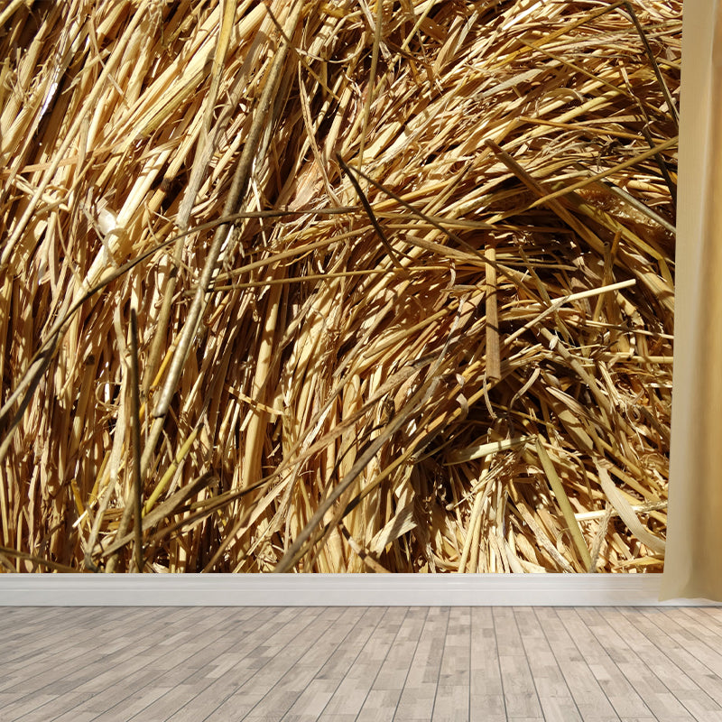 Dry Straw Bales Mural Horizontal Photography Eco-friendly for Decoration