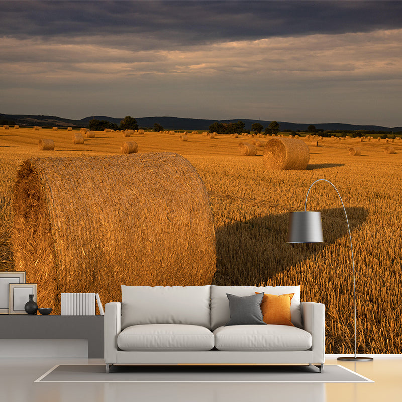 Customized Straw Bales Mural Environment Friendly Wallpaper for Decoration