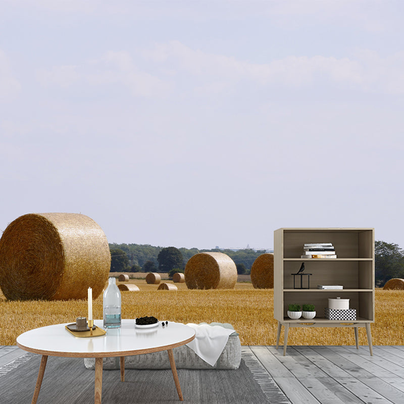 Customized Straw Bales Mural Environment Friendly Wallpaper for Living Room