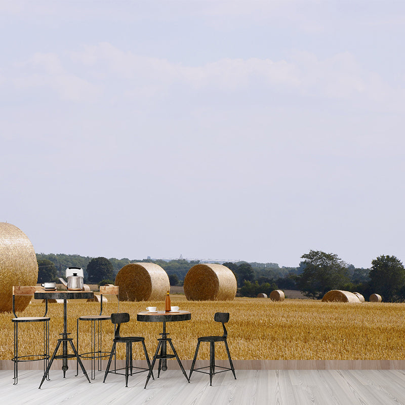 Customized Straw Bales Mural Environment Friendly Wallpaper for Living Room