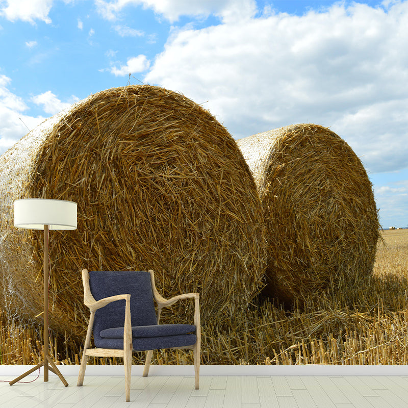Customized Straw Bales Mural Environment Friendly Wallpaper for Living Room