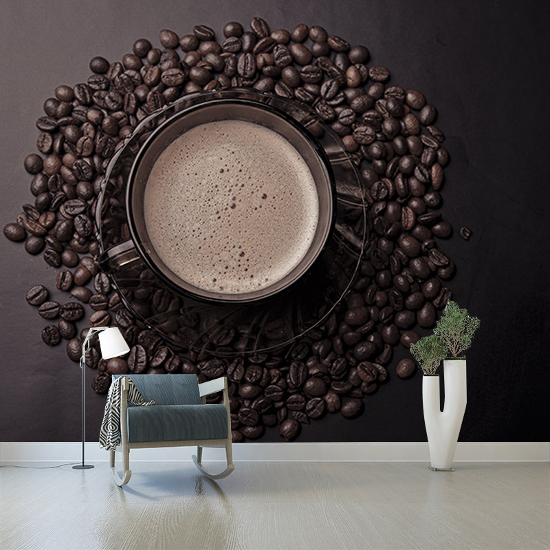 Coffee Beans Mural Wallpaper Modern Decoration for Coffe Shop, Custom Size Available