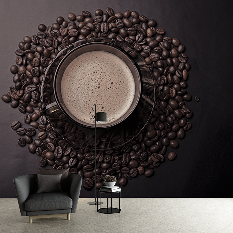Coffee Beans Mural Wallpaper Modern Decoration for Coffe Shop, Custom Size Available