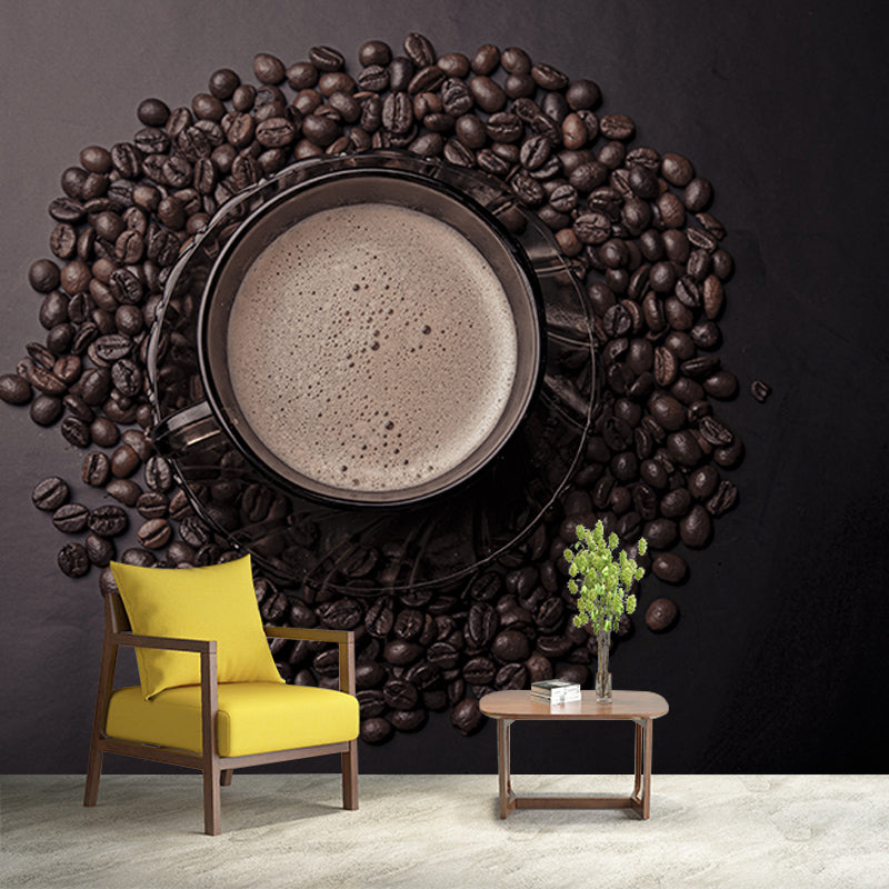Coffee Beans Mural Wallpaper Modern Decoration for Coffe Shop, Custom Size Available