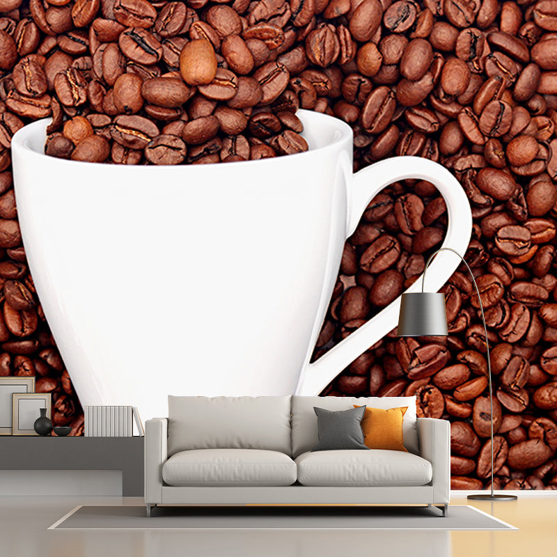 Coffee Beans Mural Wallpaper for Coffe Shop, Moisture Resistant, Custom Size