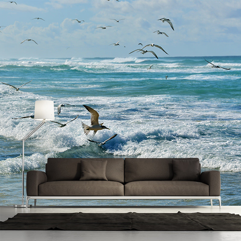 Sea Beach View Wall Covering for Living Room, Customized Size Available