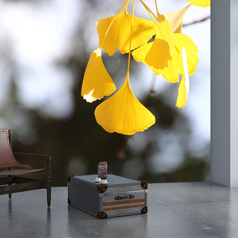 Ginkgo Biloba Plant Minimalist Wall Covering for Living Room, Customized Size