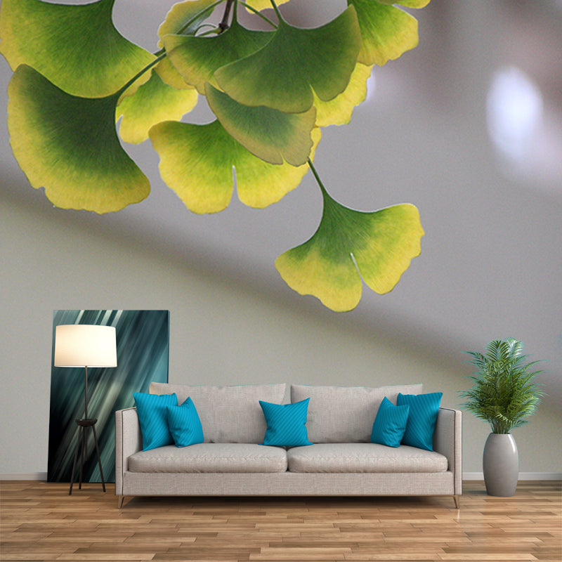 Ginkgo Biloba Plant Minimalist Wall Covering for Living Room, Customized Size