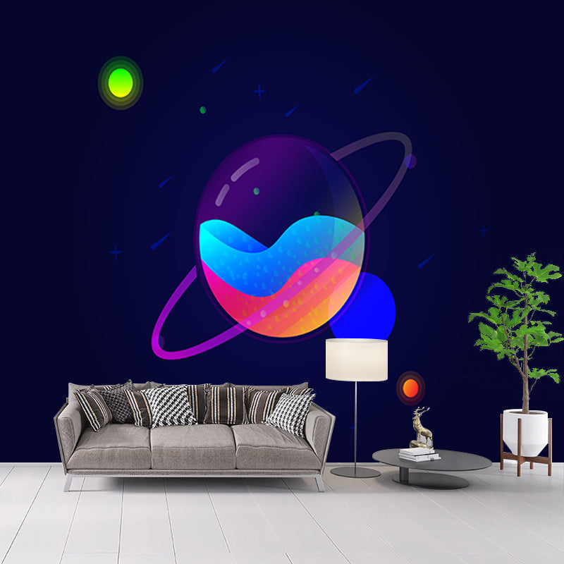 Cosmic Illustration Removable Wall Mural for Sitting Room, Mildew Resistant