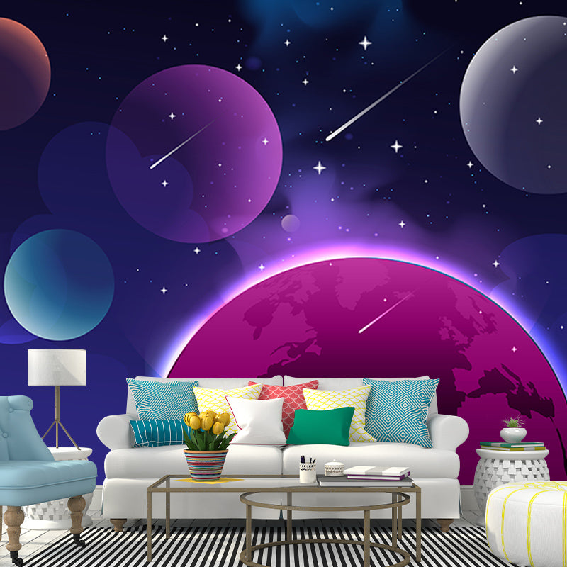 Cosmic Galaxy Illustration Wall Mural Wallpaper for Living Room, Made to Measure