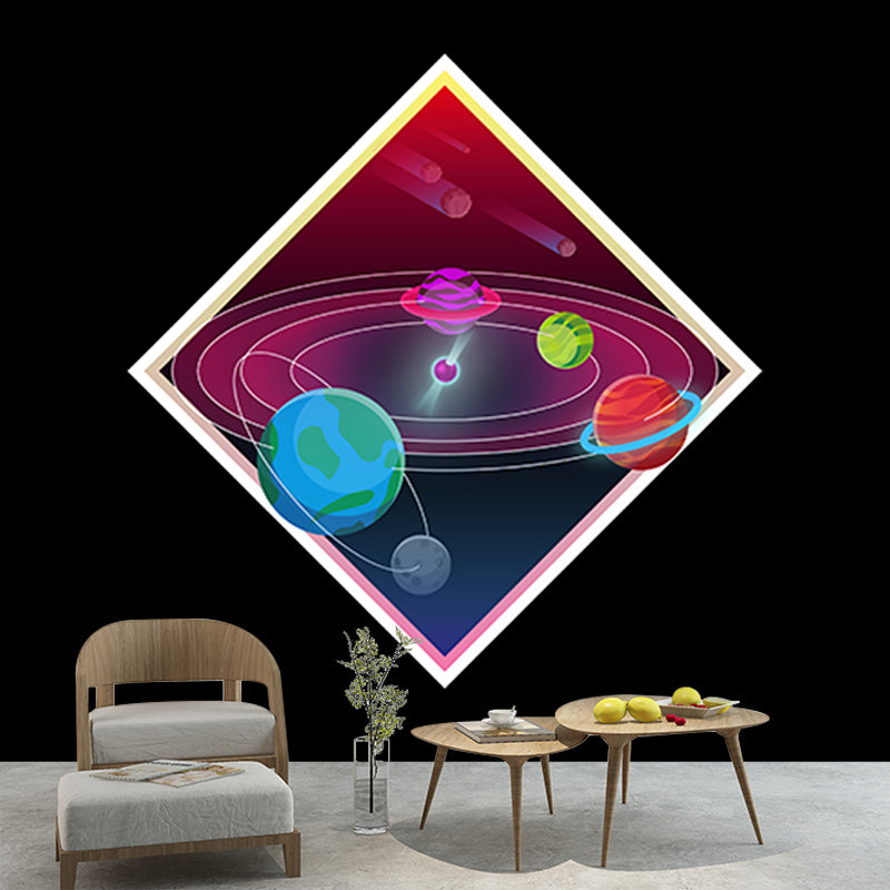 Modern Cosmic Galaxy Illustration Wall Mural Wallpaper for Living Room, Made to Measure