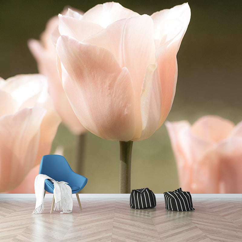 Tulip Flower Mural Wallpaper Minimalist Wall Decor, Customized Size Available