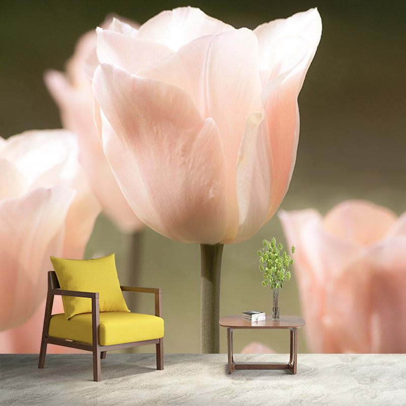 Tulip Flower Mural Wallpaper Minimalist Wall Decor, Customized Size Available