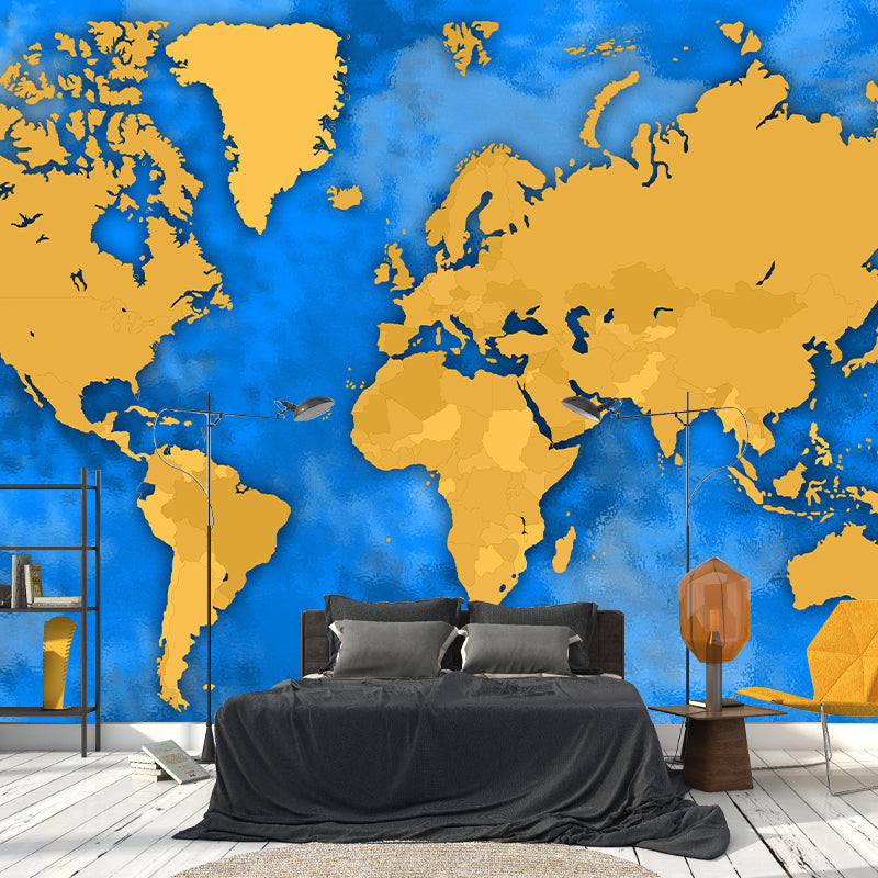 Mildew Resistant Modern Mural Wallpaper with World Map Pattern for Decoration