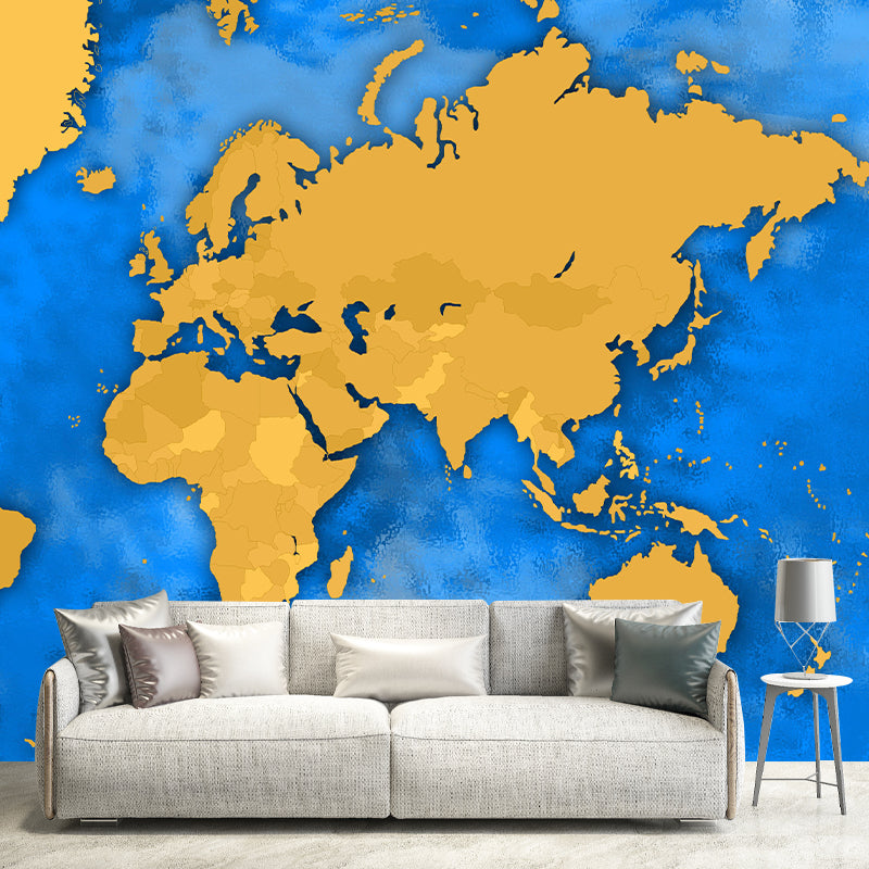 Mildew Resistant Modern Mural Wallpaper with World Map Pattern for Decoration