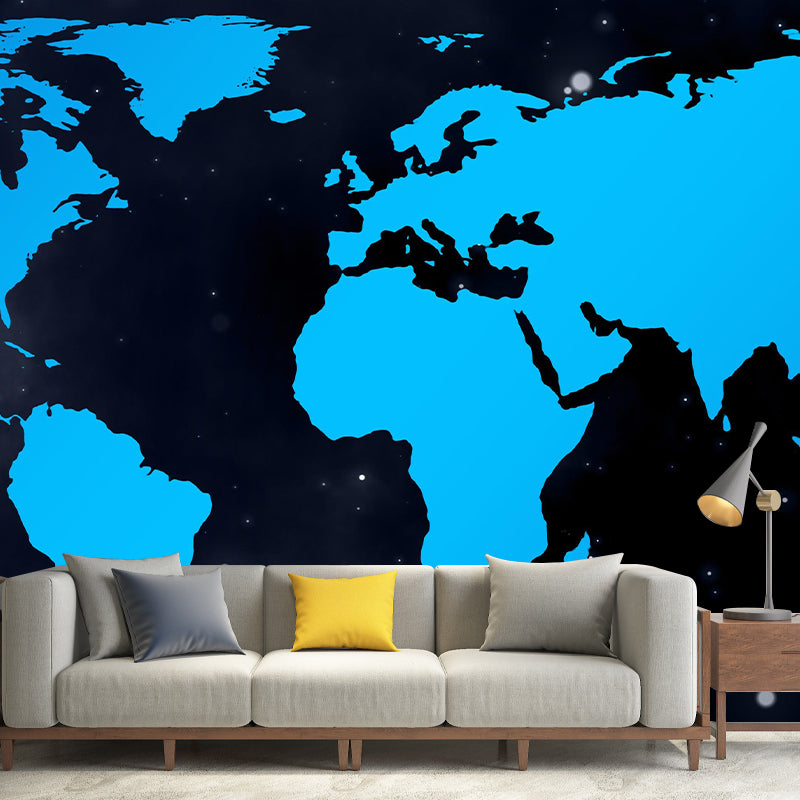 Mildew Resistant Modern Mural Wallpaper with World Map Pattern for Decoration