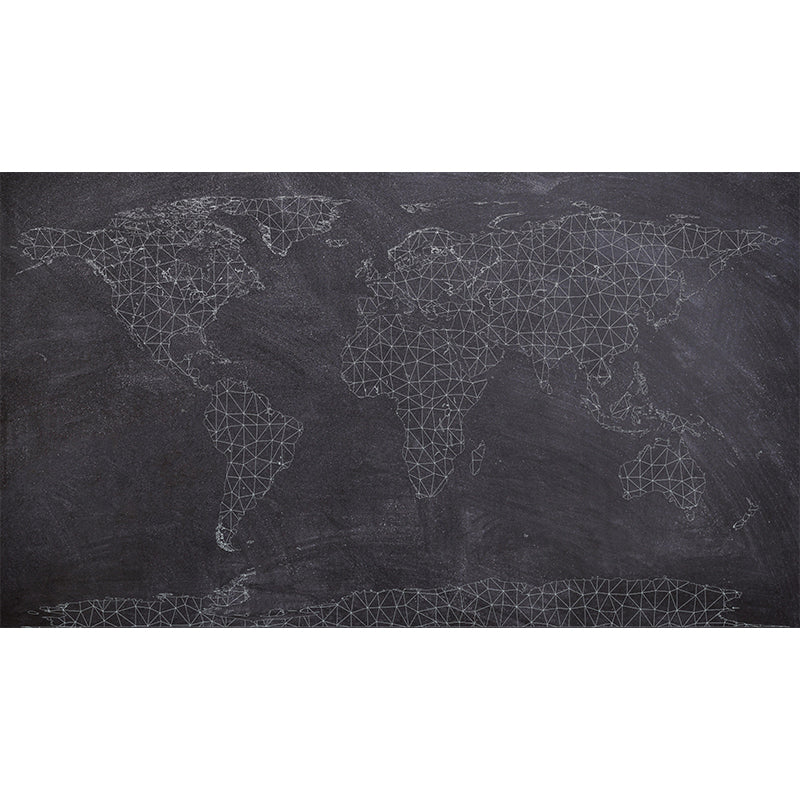 Modern Style World Map Mural Mildew Resistant Wall Covering for Bedroom Decor