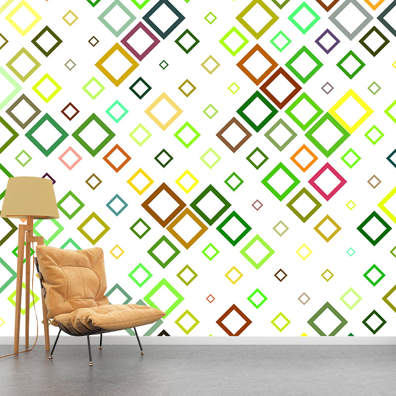 Modern Style Geometric Patterns Mural Mildew Resistant Wall Covering for Bedroom Decor