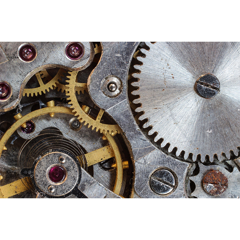 Industrial Style Metal Gear Mural Mildew Resistant Wall Covering for Repair Shop