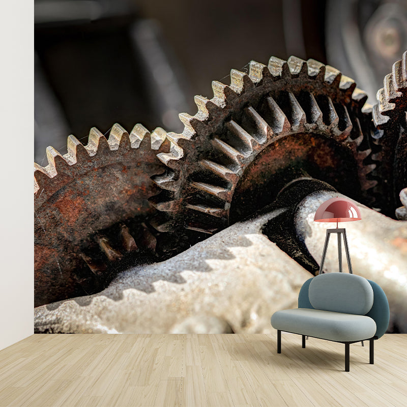 Photography Industrial Mural Wallpaper with Metal Gear Painting for Decoration