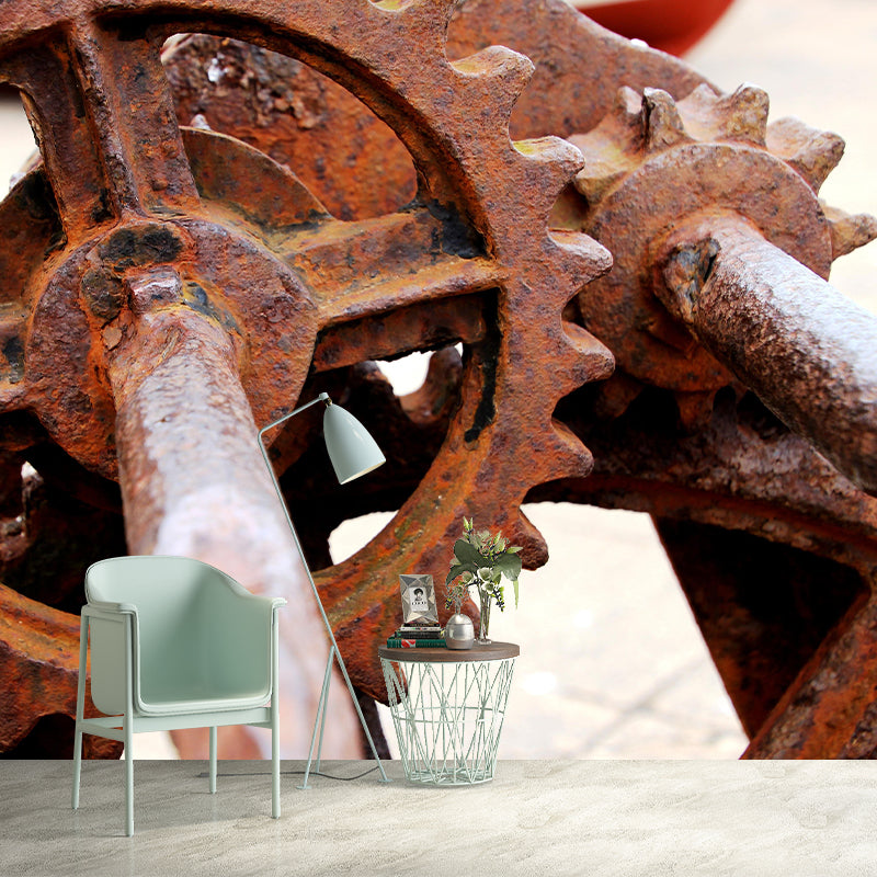 Photography Industrial Mural Wallpaper with Metal Gear Painting for Decoration