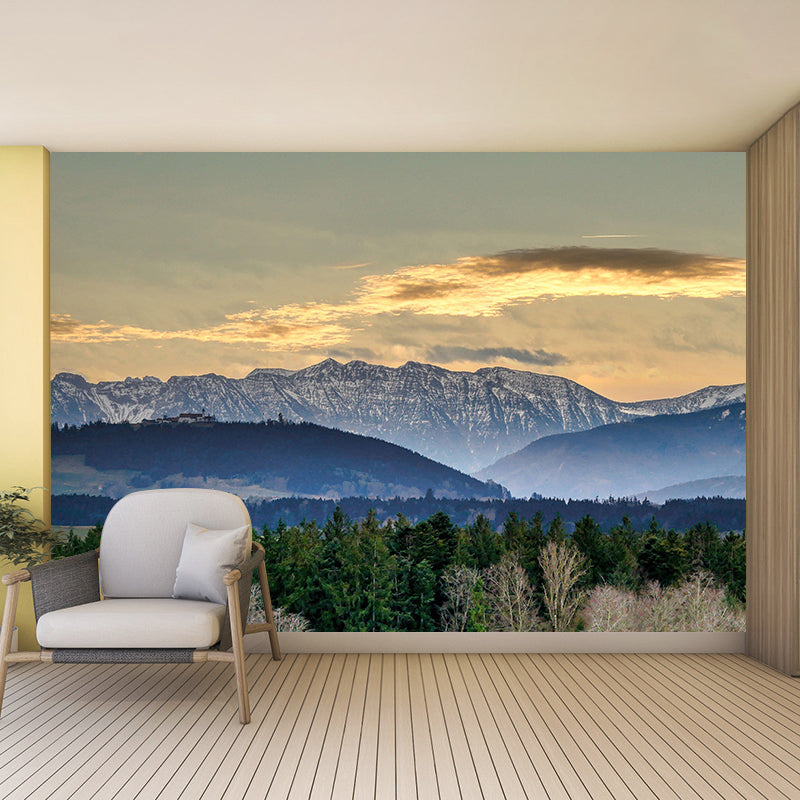 Contemporary Cloudscape Mural Mildew Resistant Wall Covering for Room Decor