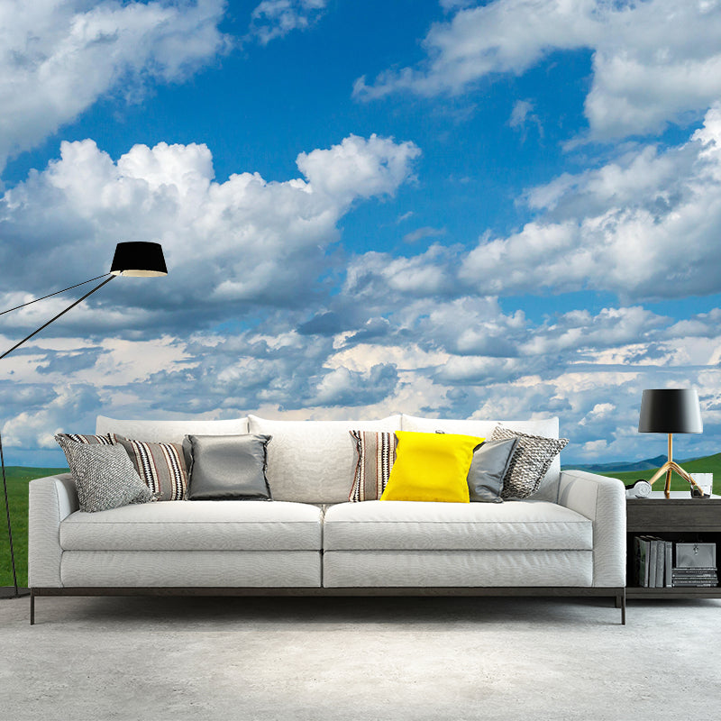 Contemporary Sky Mural Mildew Resistant Wall Covering for Living Room Decor