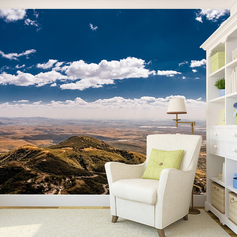 Contemporary Style Cloudscape Mural Mildew Resistant Wall Covering for Room Decor