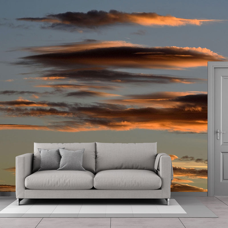 Contemporary Style Sunset Mural Mildew Resistant Wall Covering for Living Room Decor