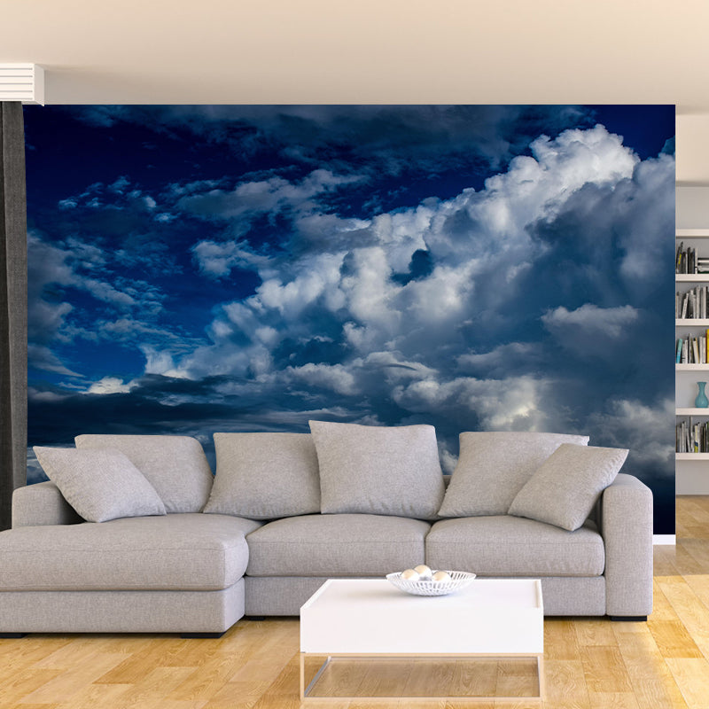 Contemporary Style Cloudscape Mural Mildew Resistant Wall Covering for Living Room Decor