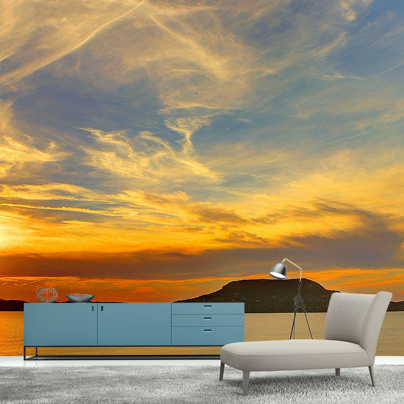 Contemporary Style Cloudscape Mural Mildew Resistant Wall Covering for Living Room Decor