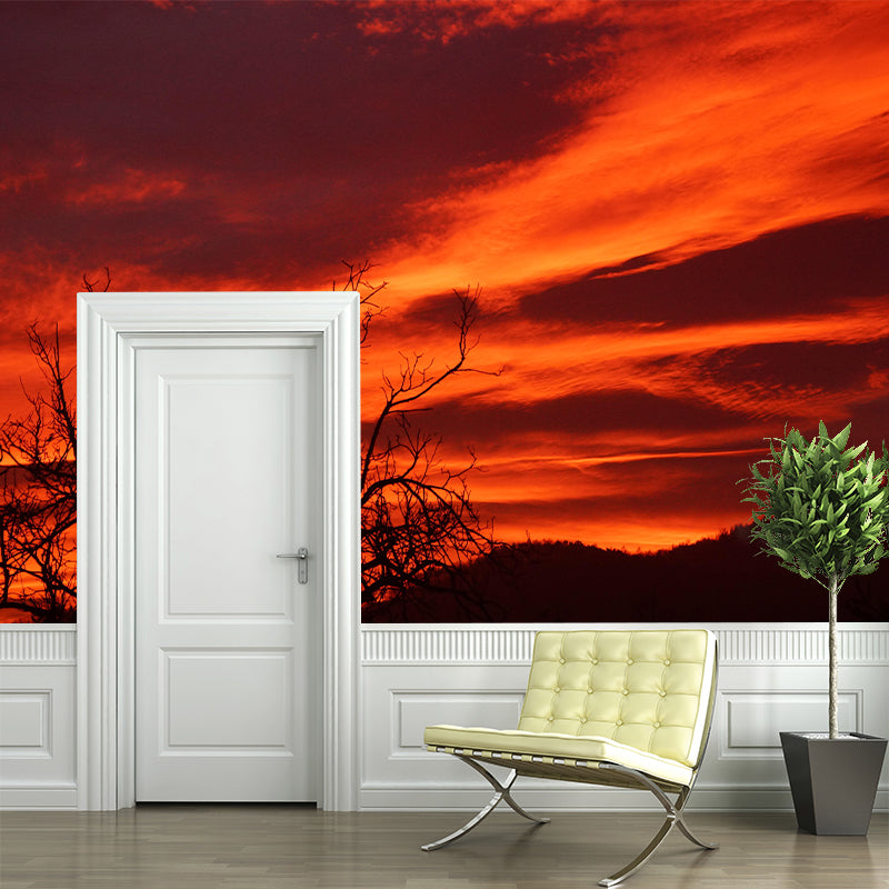 Contemporary Style Cloudscape Mural Mildew Resistant Wall Covering for Living Room Decor