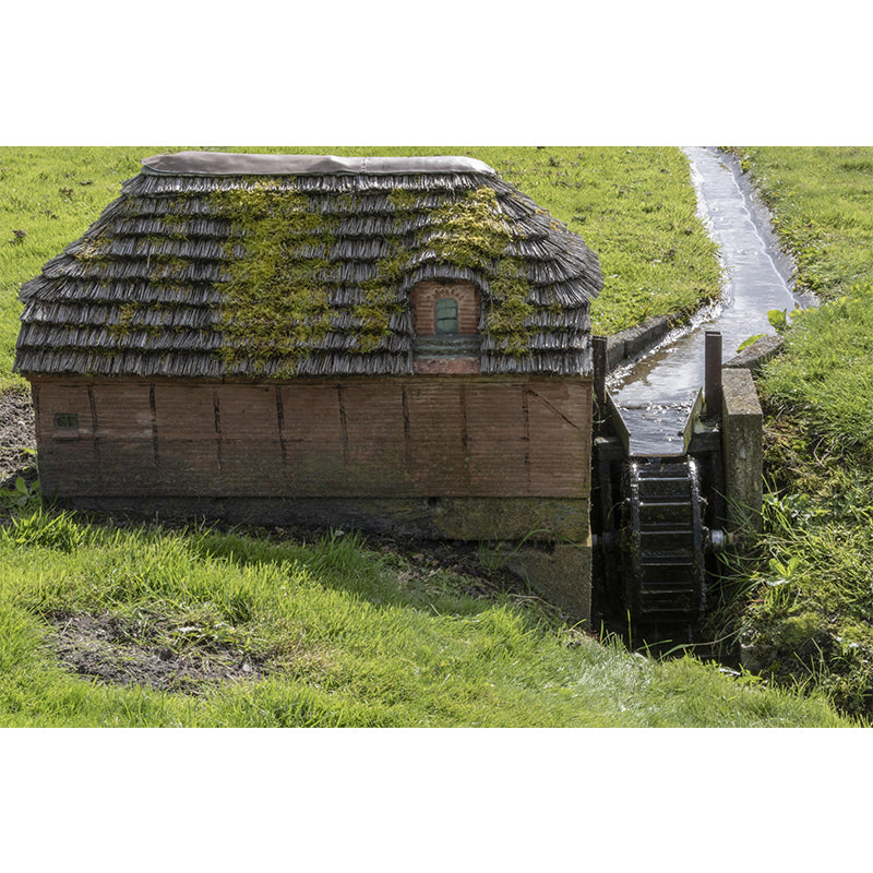 Country Water Mill Mural Mildew Resistant Wall Covering for Home Decor