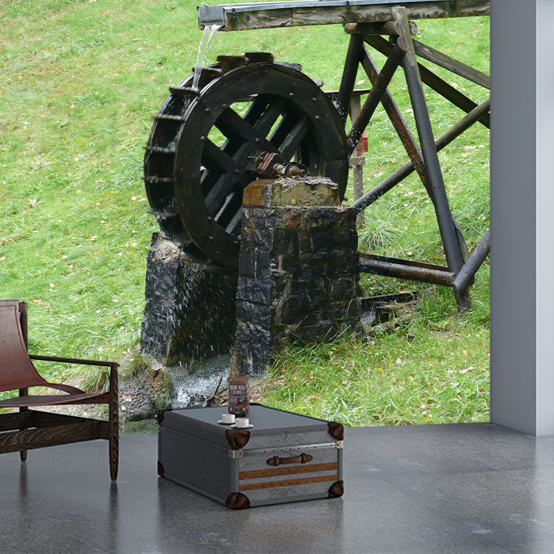 Horizontal Photography Water Mill Mural Decorative Wallpaper Wall Murals for Room