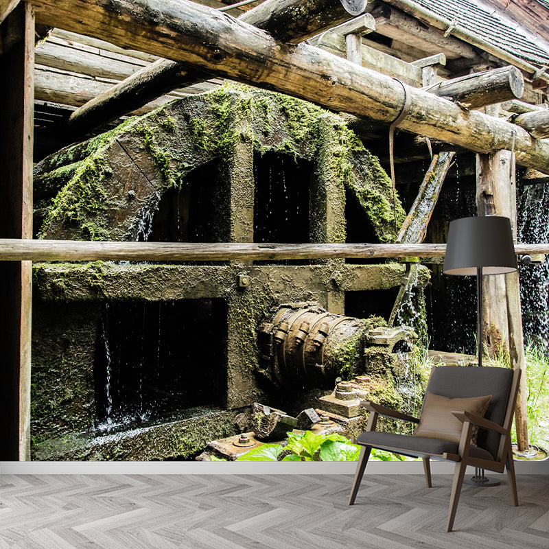 Horizontal Photography Water Mill Mural Decorative Wallpaper Wall Murals for Room