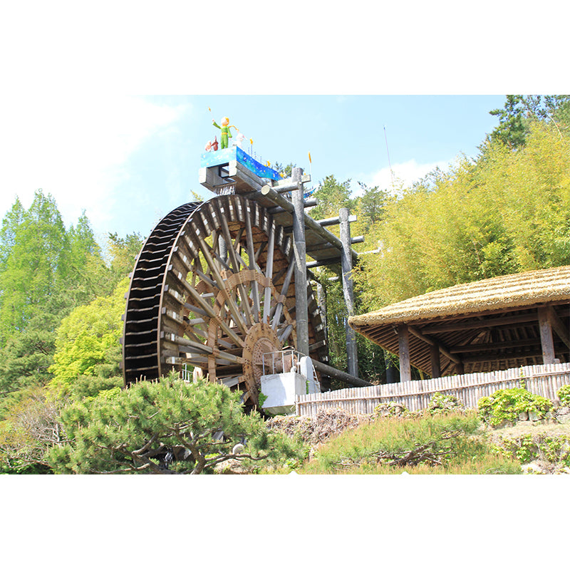 Photography Country Mural Wallpaper with Water Mill Painting for Decoration