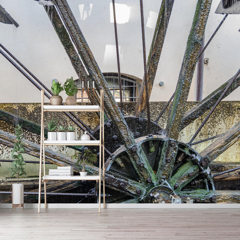 Photography Country Mural Wallpaper with Water Mill Painting for Decoration