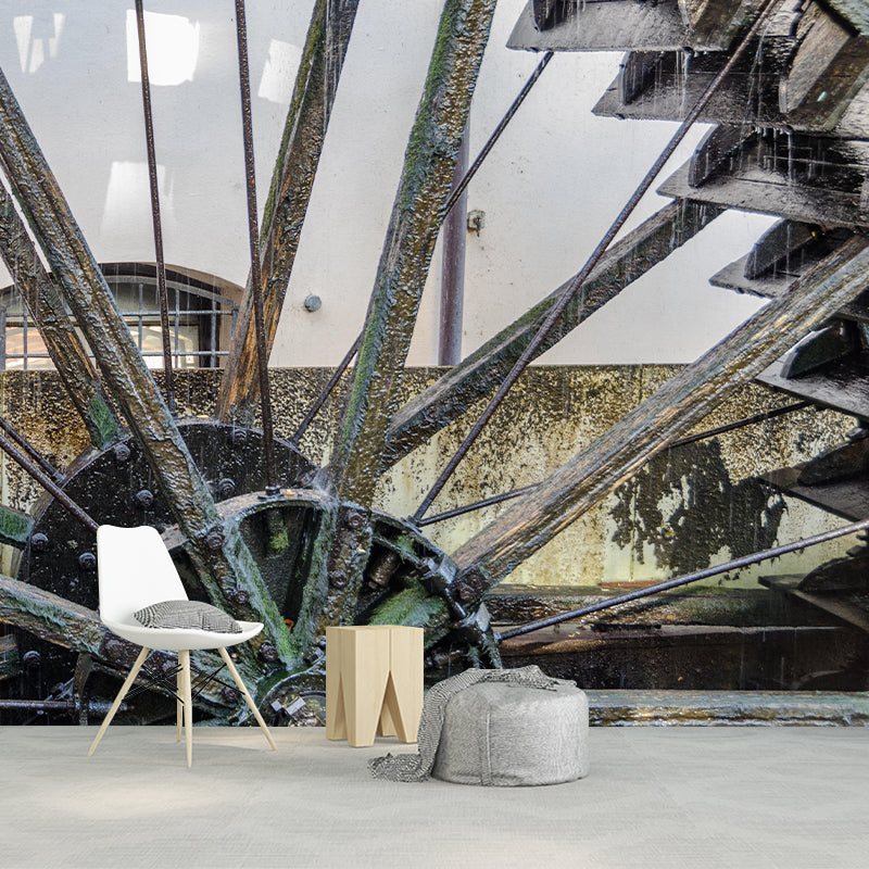 Photography Country Mural Wallpaper with Water Mill Painting for Decoration