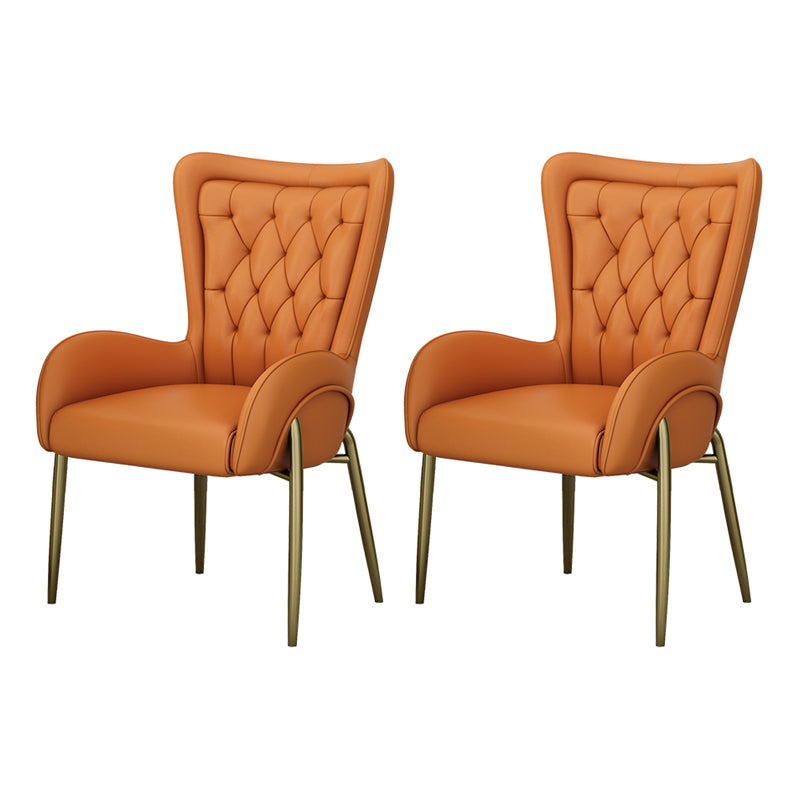 Noordse stijl metalen eetkamerstoelen Tufted Parsons armstoel voor restaurant