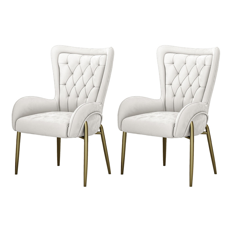 Noordse stijl metalen eetkamerstoelen Tufted Parsons armstoel voor restaurant
