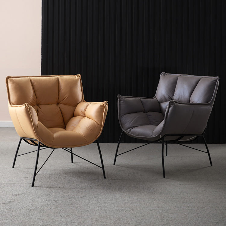 Chaise d'intérieur et d'extérieur moderne en métal, chaise d'appoint à dossier capitonné Parsons avec accoudoirs