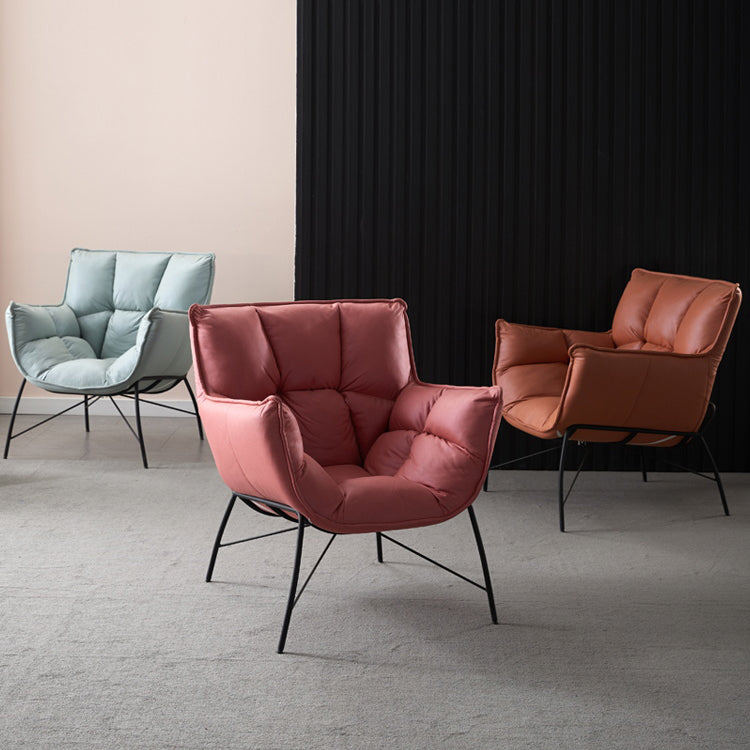 Chaise d'intérieur et d'extérieur moderne en métal, chaise d'appoint à dossier capitonné Parsons avec accoudoirs