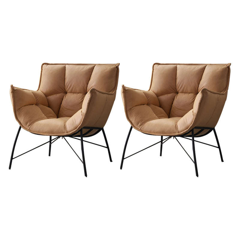 Chaise d'intérieur et d'extérieur moderne en métal, chaise d'appoint à dossier capitonné Parsons avec accoudoirs
