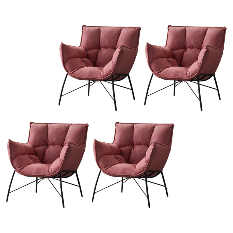 Chaise d'intérieur et d'extérieur moderne en métal, chaise d'appoint à dossier capitonné Parsons avec accoudoirs