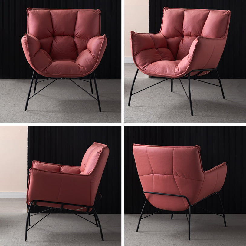 Chaise d'intérieur et d'extérieur moderne en métal, chaise d'appoint à dossier capitonné Parsons avec accoudoirs