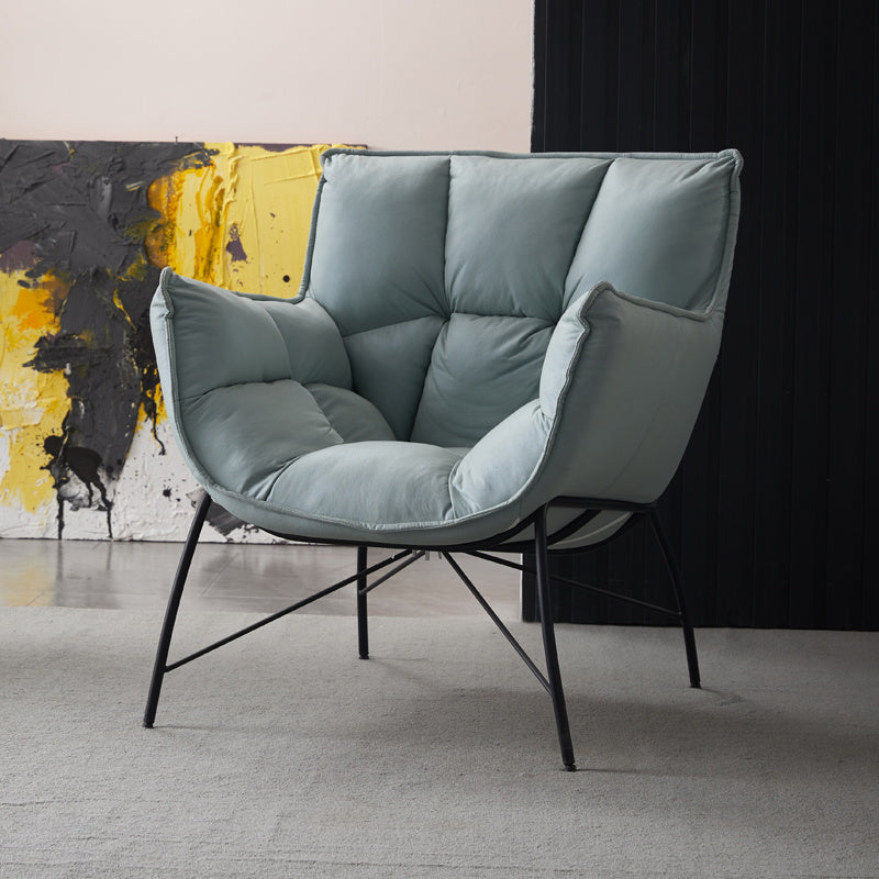 Chaise d'intérieur et d'extérieur moderne en métal, chaise d'appoint à dossier capitonné Parsons avec accoudoirs